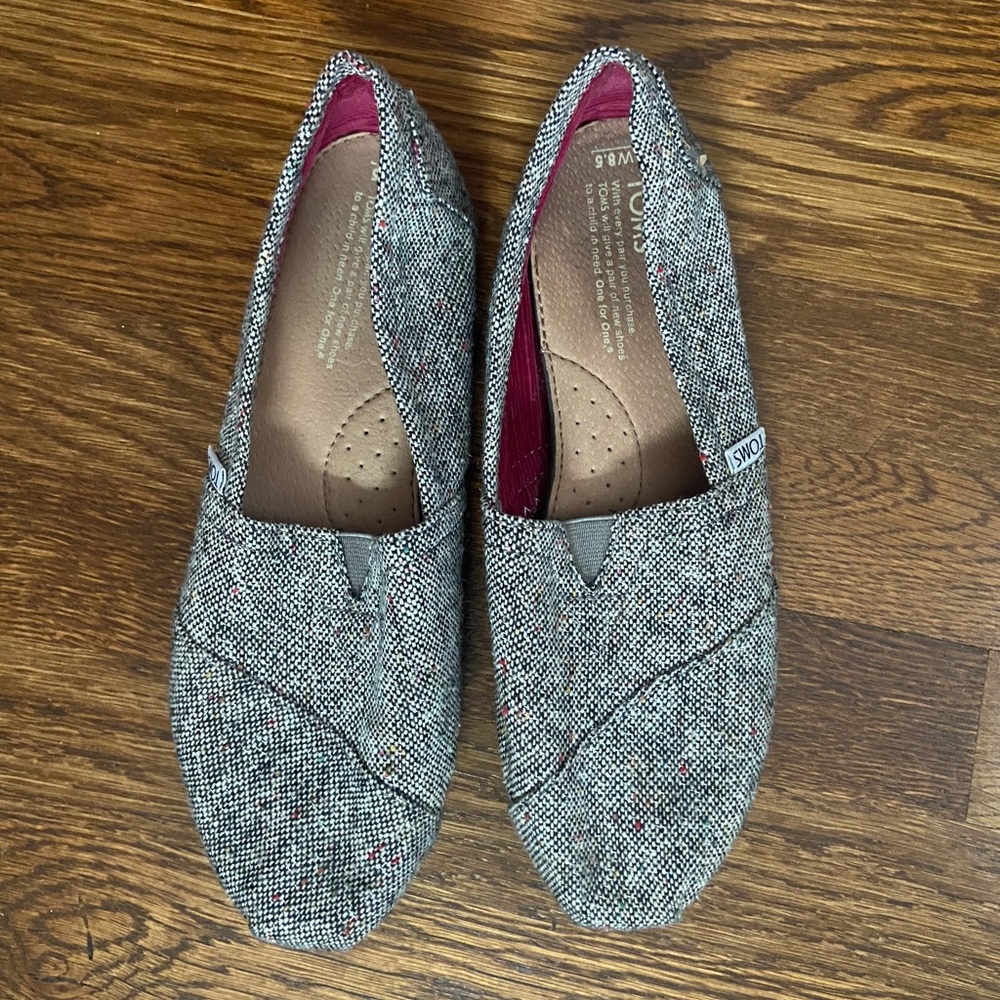 TOMS Women's Gray Sparkly Slip-Ons